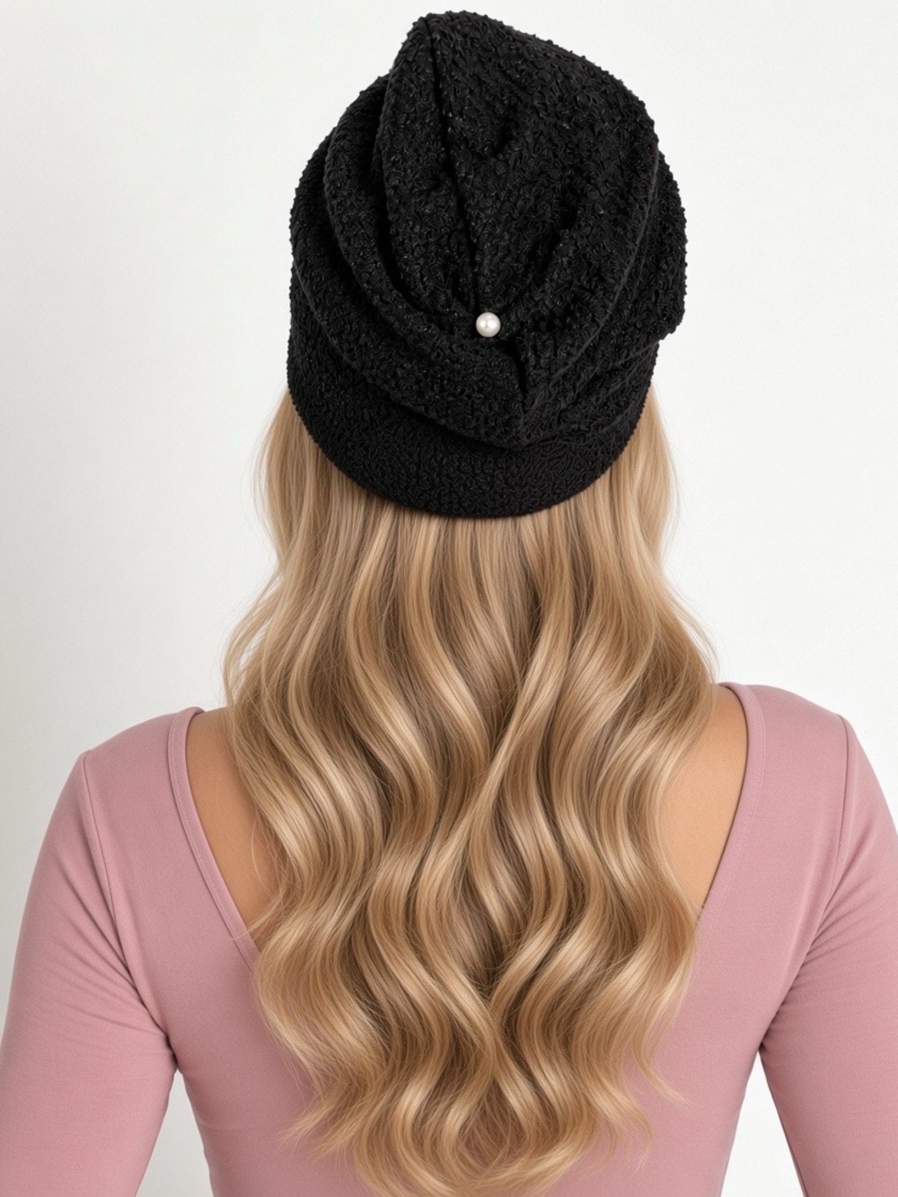 DONNI Black Pearl Beanie Super Soft Teddy Boucle Knit Hat Made in USA!
